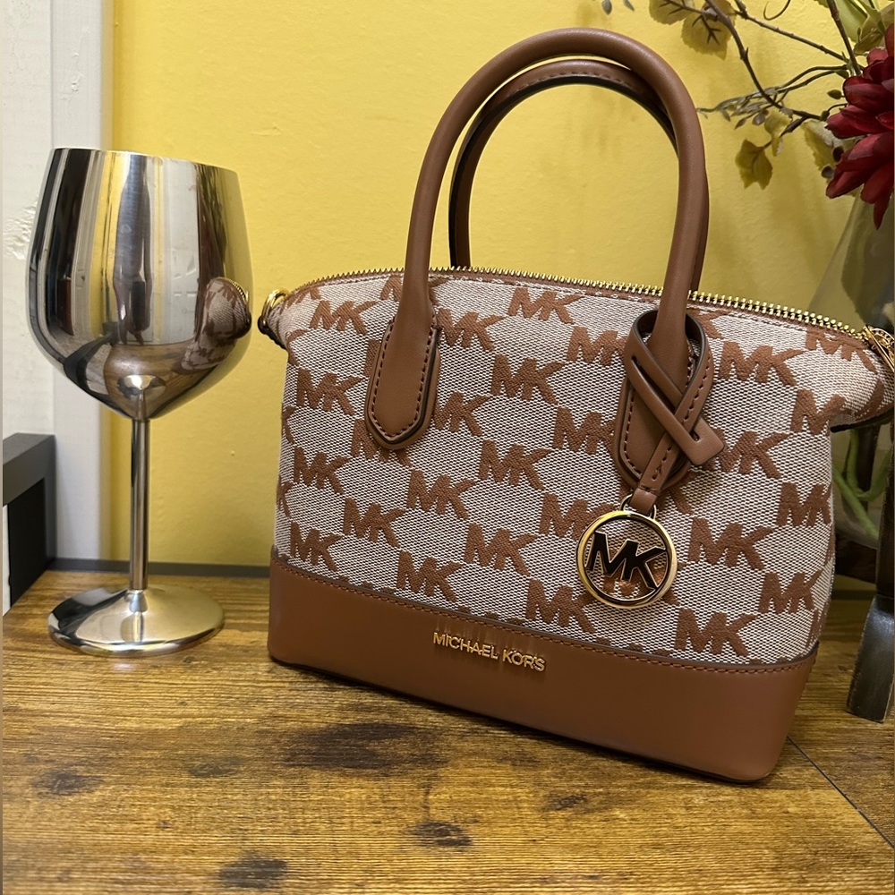 Michael Kors Brown and Tan Satchel with Gold Hardware - Picture 7 of 9
